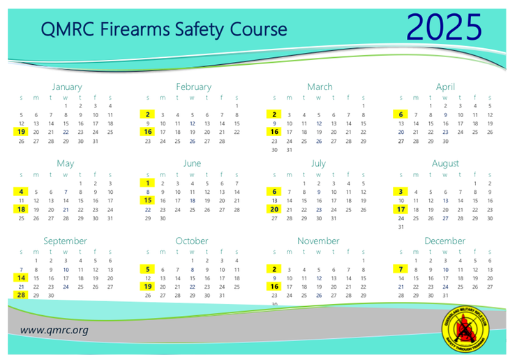 QMRC - 2025 FIREARMS SAFETY COURSE Calender - Ver 1 