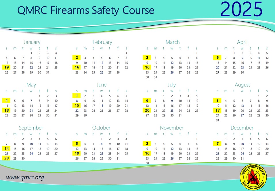 QMRC - 2025 FIREARMS SAFETY COURSE Calender - Ver 1 