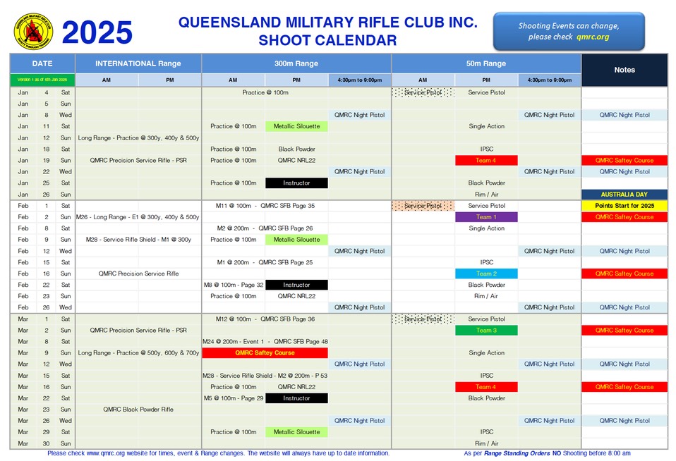 QMRC - 2025 Shoot Calendar - Ver. 1