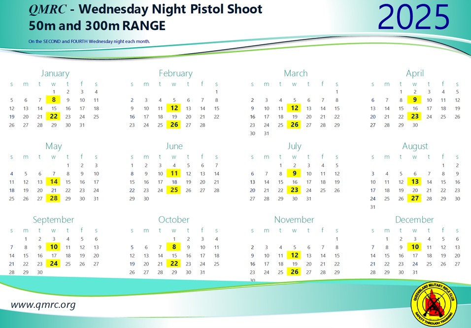 QMRC - 2025 WEDNESDAY NIGHT PISTOL Calender - Ver 1